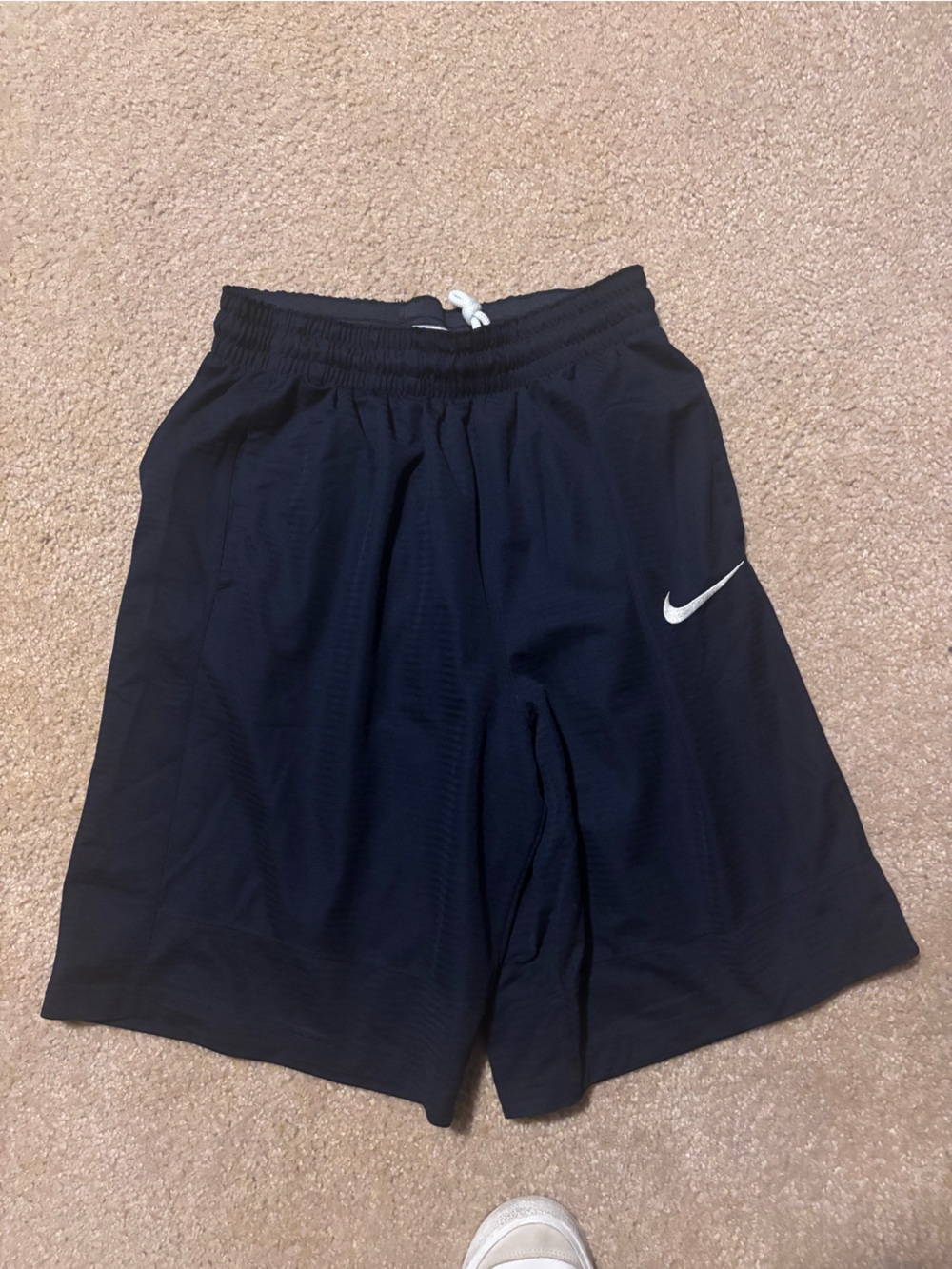 Nike Women's Black Athletic Shorts with White Swoosh